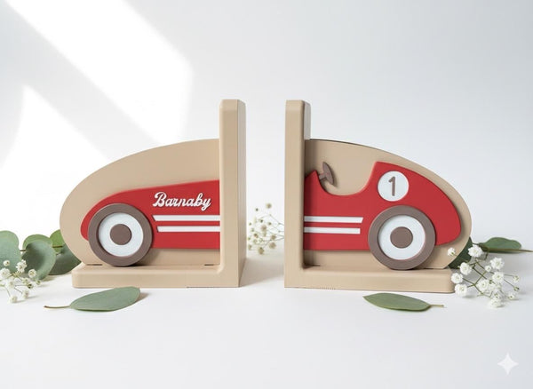 Personalised 3D Printed Retro Car Bookends: Nursery Decor