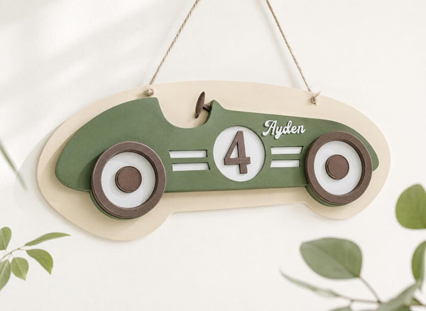 Personalised Vintage Race Car Name Sign