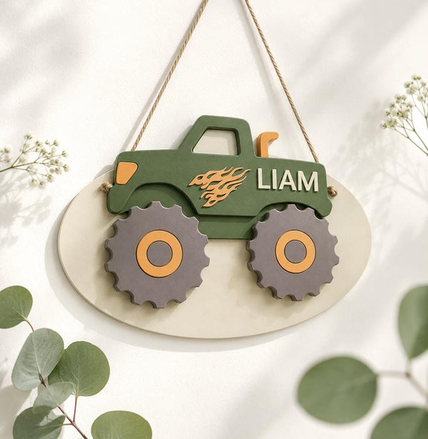 Personalized Vintage Truck Name Sign, Custom Baby Boy Nursery Decor