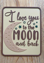 Personalised Nursery Decor Sign: Moon and Back, Scandinavian Wood