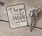 Personalised Nursery Decor Sign: Moon and Back, Scandinavian Wood