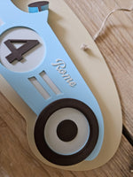 Personalized 3D Race Car Name Sign, Vintage Nursery Decor, Kids Room Art