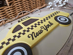 Personalized 3D Taxi Car Sign – Vintage New York Nursery Decor