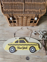 Personalized 3D Taxi Car Sign – Vintage New York Nursery Decor