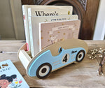 Personalized Retro Race Car Bookshelf, 3D Printed Toy Storage, Nursery Decor