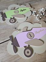 Personalised Airplane Name Sign – Retro Door or Wall Decor for Kids Room