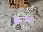Personalised Airplane Nursery Decor: Custom Name Wall Sign, Baby Girl Gift