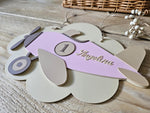 Personalised Airplane Nursery Decor: Custom Name Wall Sign, Baby Girl Gift