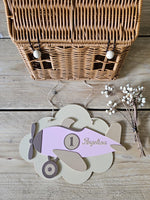 Personalised Airplane Nursery Decor: Custom Name Wall Sign, Baby Girl Gift
