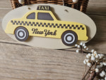 Personalized 3D Taxi Car Sign – Vintage New York Nursery Decor
