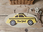 Personalized 3D Taxi Car Sign – Vintage New York Nursery Decor