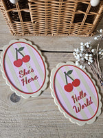 Hello World or She Is Here Baby Plaque: Newborn Photo