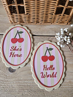 Hello World or She Is Here Baby Plaque: Newborn Photo