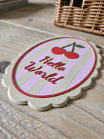 Hello World or She Is Here Baby Plaque: Newborn Photo