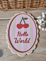 Hello World or She Is Here Baby Plaque: Newborn Photo