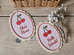 Hello World or She Is Here Baby Plaque: Newborn Photo