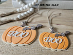 Personalised Pumpkin Keychain: Engraved Halloween Bag Tag with "Boo"