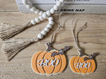 Personalised Pumpkin Keychain: Engraved Halloween Bag Tag with "Boo"