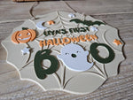 Personalised Halloween Plaque: 3D Printed Keepsake with Ghost, Pumpkin BatBaby’s First
