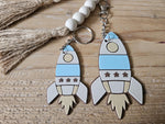 Personalized Rocket Keychain, Custom Name Backpack Tag, Space Theme Accessory