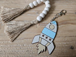 Personalized Rocket Keychain, Custom Name Backpack Tag, Space Theme Accessory