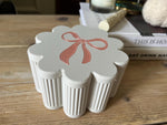 Personalized Scalloped Storage Box, Bow Lid Trinket Organizer, Kids Nursery Decor