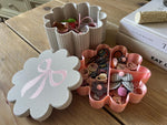 Personalized Scalloped Storage Box, Bow Lid Trinket Organizer, Kids Nursery Decor