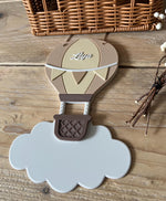 Personalised Hot Air Balloon and Cloud Wall Sign: Pastel Nursery Decor
