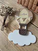 Personalised Hot Air Balloon and Cloud Wall Sign: Pastel Nursery Decor
