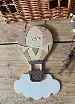 Personalised Hot Air Balloon and Cloud Wall Sign: Pastel Nursery Decor