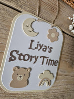 Personalized 3D Printed Story Time Sign, Scandinavian Nursery Decor, Baby Name Art