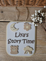 Personalized 3D Printed Story Time Sign, Scandinavian Nursery Decor, Baby Name Art
