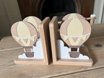 Hot Air Balloon Bookends, Scandinavian Pastel Nursery Decor, Personalized Kids Shelf Book Holders