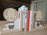 Hot Air Balloon Bookends, Scandinavian Pastel Nursery Decor, Personalized Kids Shelf Book Holders