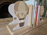 Hot Air Balloon Bookends, Scandinavian Pastel Nursery Decor, Personalized Kids Shelf Book Holders