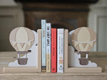 Hot Air Balloon Bookends, Scandinavian Pastel Nursery Decor, Personalized Kids Shelf Book Holders