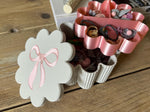Personalized Scalloped Storage Box, Bow Lid Trinket Organizer, Kids Nursery Decor