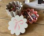 Personalized Scalloped Storage Box, Bow Lid Trinket Organizer, Kids Nursery Decor