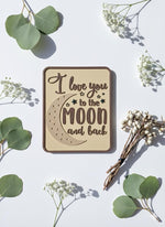 Personalised Nursery Decor Sign: Moon and Back, Scandinavian Wood
