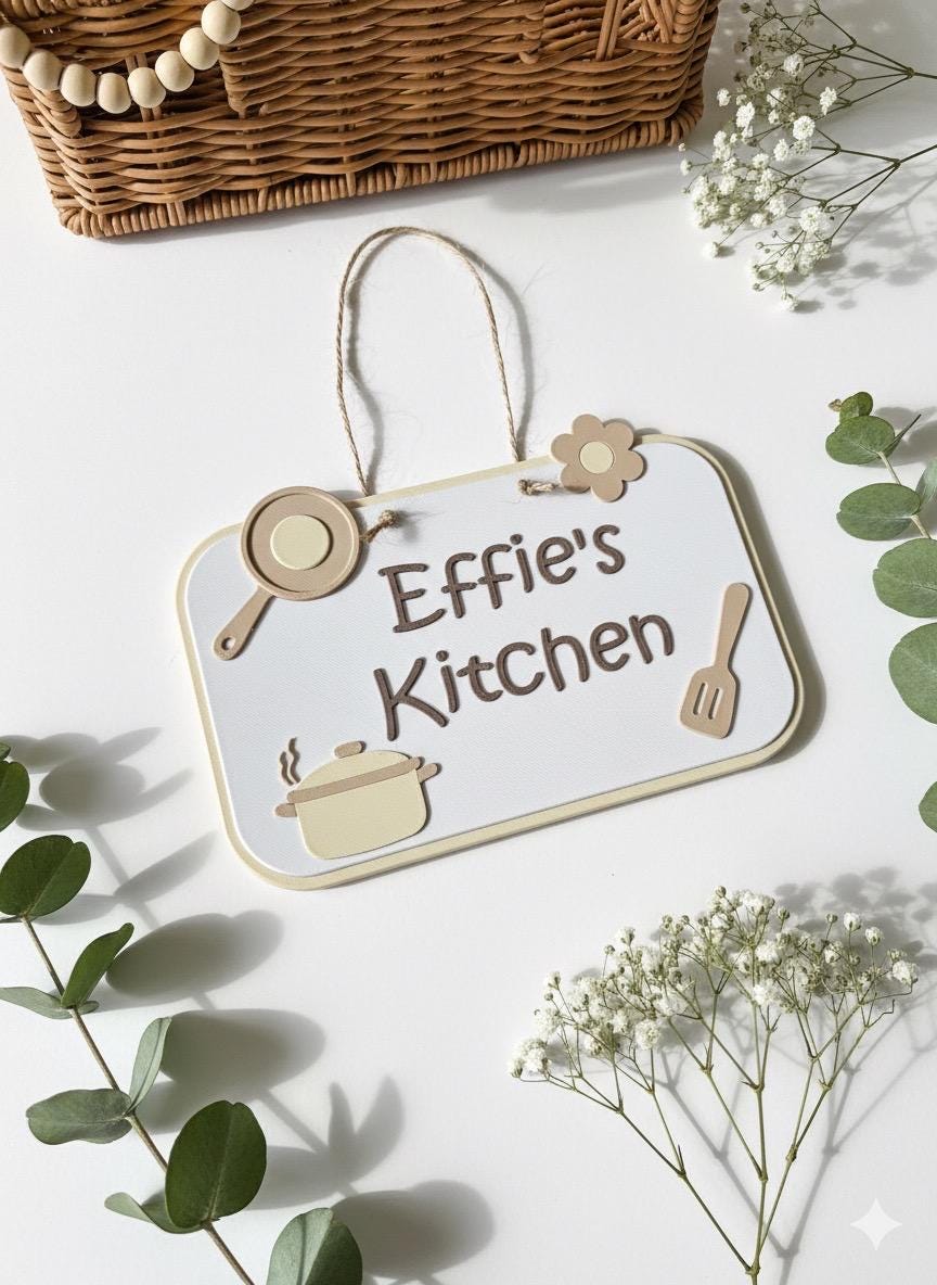 Personalized Play Kitchen Sign: 3D Printed Kids' Kitchen Decor