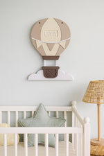 Personalized Hot Air Balloon Name Sign, Pastel Scandinavian Nursery Decor