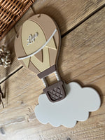 Personalised Hot Air Balloon and Cloud Wall Sign: Pastel Nursery Decor