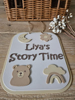 Personalized 3D Printed Story Time Sign, Scandinavian Nursery Decor, Baby Name Art