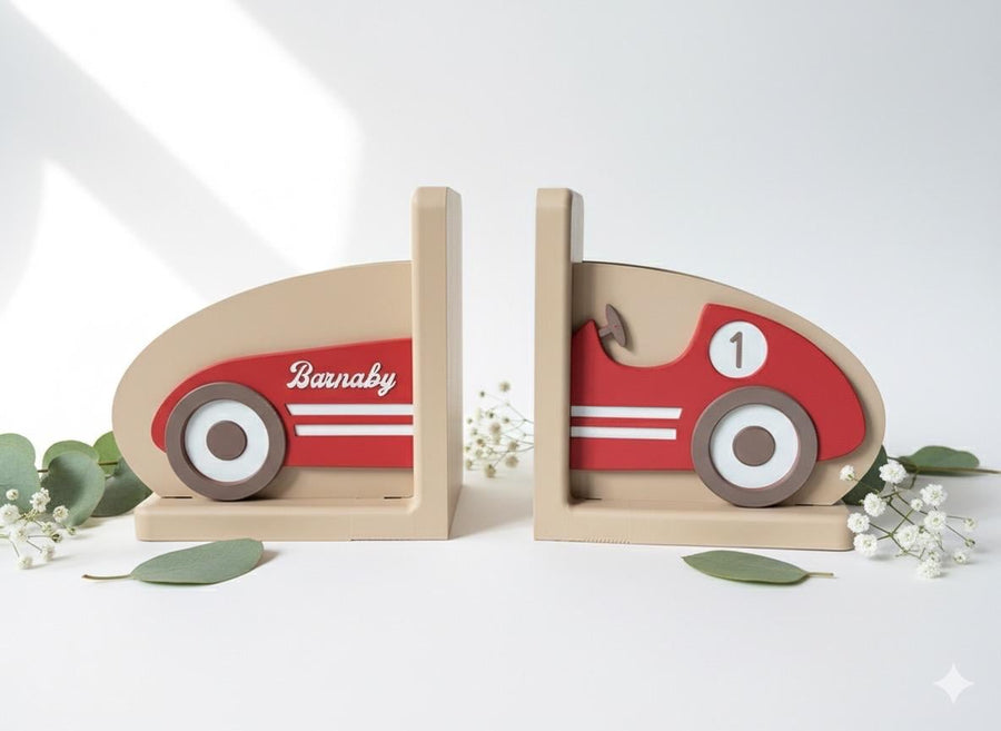 Personalised 3D Printed Retro Car Bookends: Nursery Decor