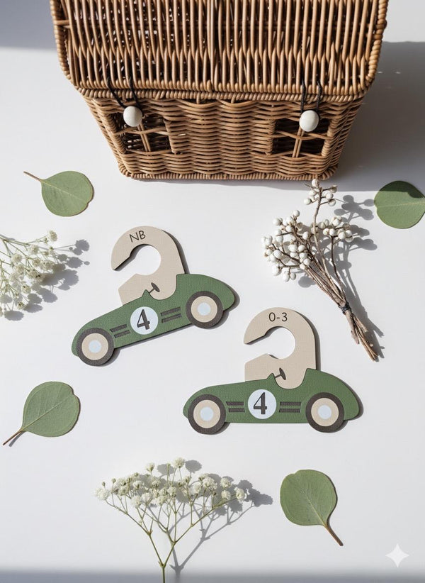 Baby Closet Dividers, Retro Racing Car Nursery Organizer, Vintage Style Clothes Separators