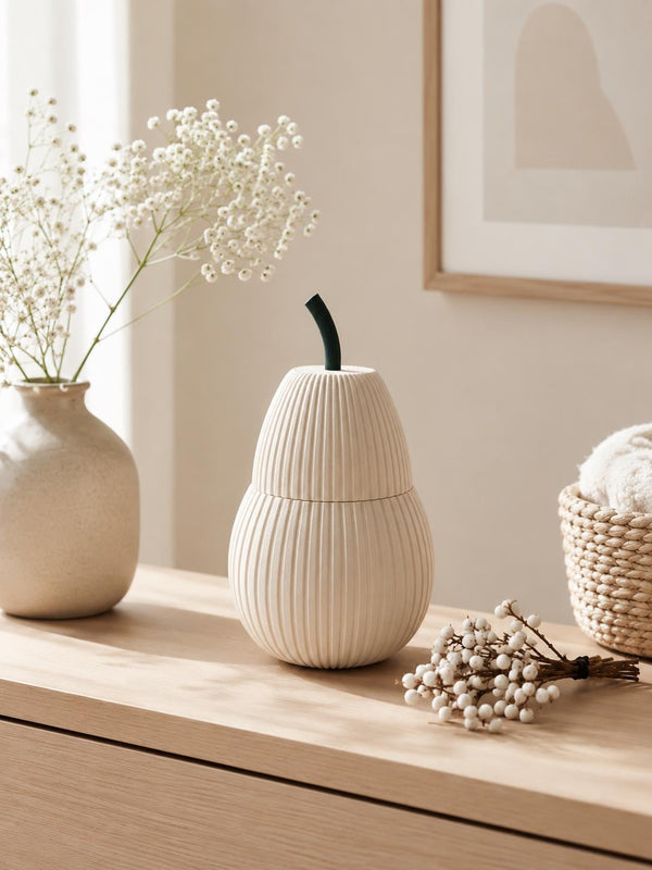 3D Printed Pear Box, Modern Textured Jewelry Storage, Minimalist Desk Organizer