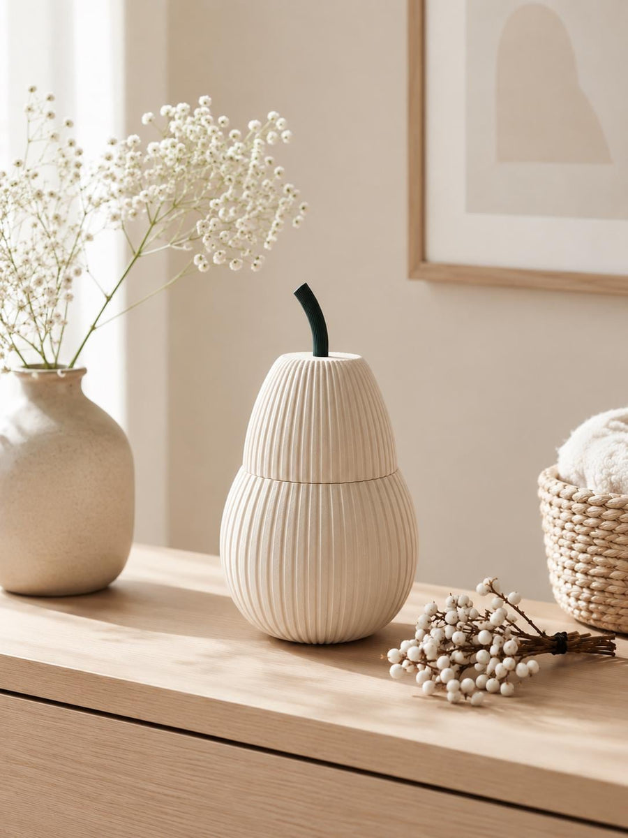 3D Printed Pear Box, Modern Textured Jewelry Storage, Minimalist Desk Organizer