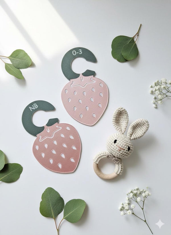 Double Sided Closet Dividers – Nursery Organizer for 0–24 Months Toddler Clothes, Strawberry Theme