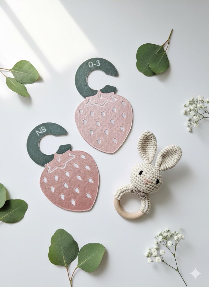 Double Sided Closet Dividers – Nursery Organizer for 0–24 Months Toddler Clothes, Strawberry Theme