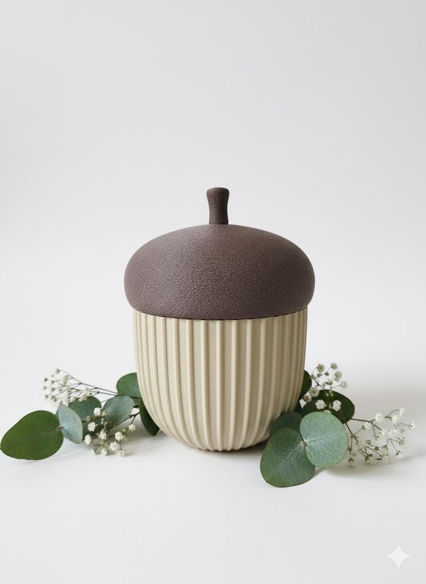 3D Printed Acorn Box, Woodland Decor, Jewelry Storage Container, Nature Inspired Storage